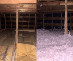 Before and After Pictures of an attic top-up